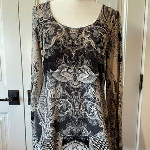 Soft Paisley Top, Velour bust inset, Size M, worn twice